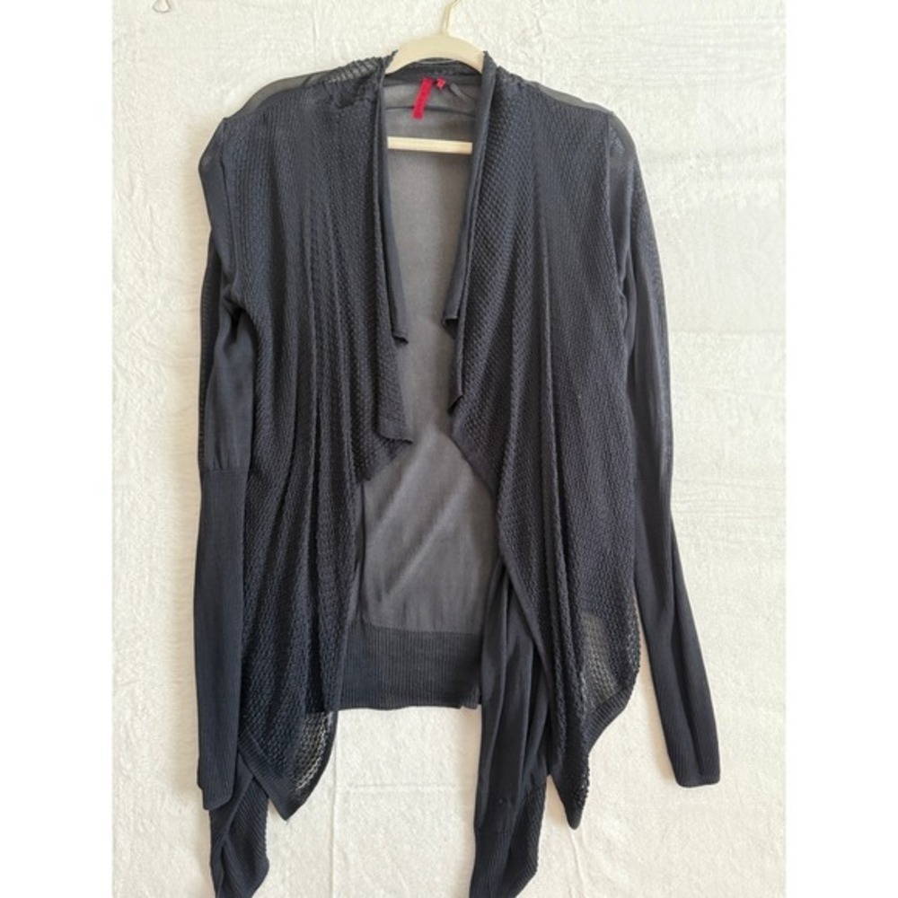 LOVE SCARLETT Dark Navy Lightweight‎ Mesh  Cardigan Waterfall  Open Front Size L